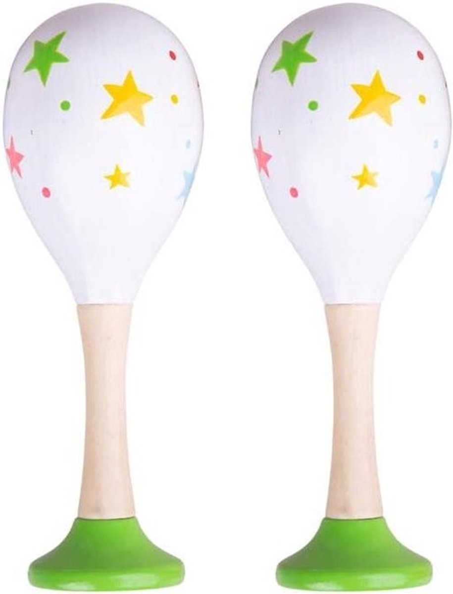 Houten Maracas - Muziekinstrumenten Kinderen - Ontdekken Klank Ritme - Perfect Formaat Handjes - 133 cm - Felgekleurd