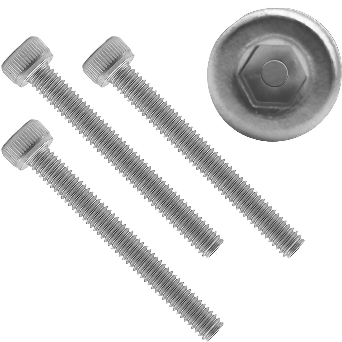 M4 x 8 mm, volledige schroefdraad, roestvrij staal, A2 V2A, cilinderkopschroeven, metalen bevestigingsschroeven, industriële schroeven, 50 stuks (YZLS/M4/8)