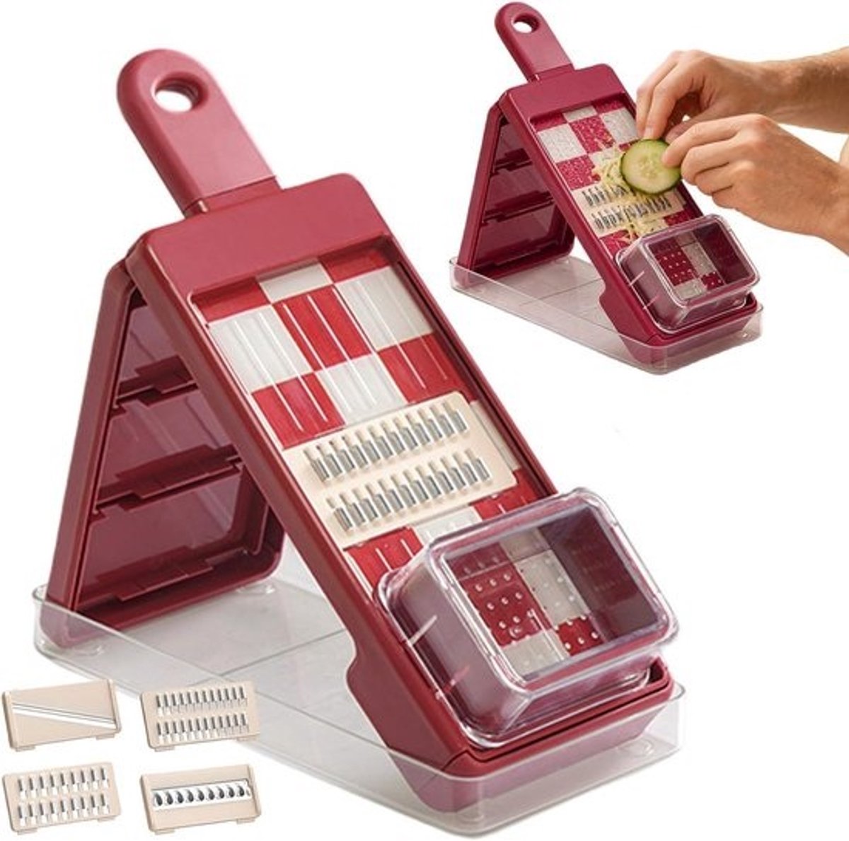 Keuken Snijder - Voedselmolen Rasp - Maaltijd Voorbereiding - 4-in-1 Multifunctioneel - 315 x 129 x 72 cm - Rood