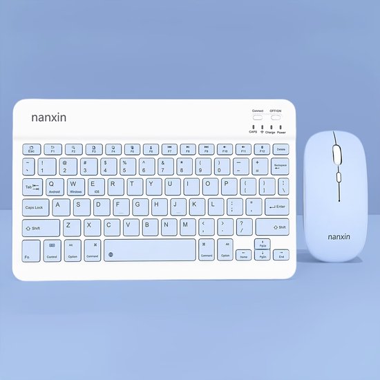 Wit Nanxin toetsenbord en muis set met QWERTY toetsenbord indeling.