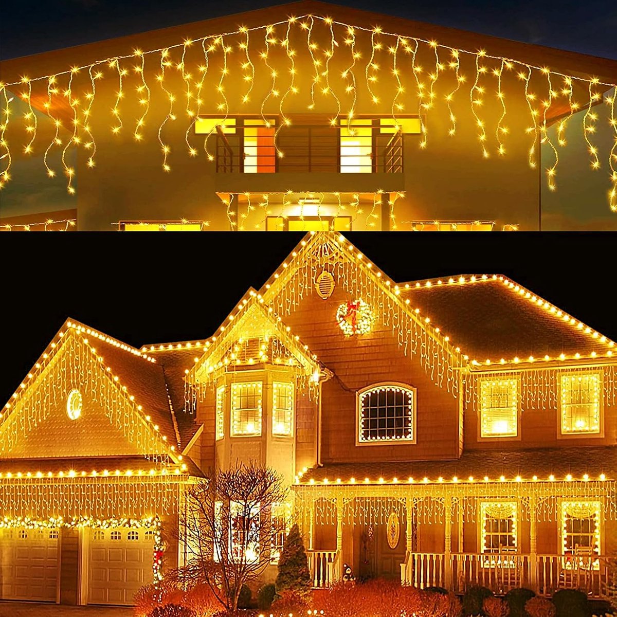 Lichtsnoer voor buiten - 8 m - Waterdicht - 8 modi - 48 LED - 288 LED - IJsregen - Lichtsnoer voor tuin, balkon, bruiloft, feest, kerstdecoratie