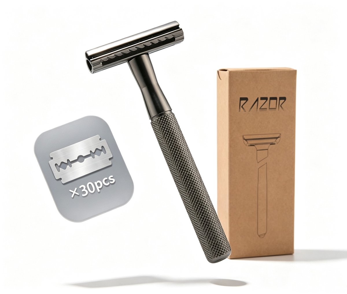 Namajunas-Goedkoop-veiligheidsscheermes-met-koperen-handvat-30-RVS-mesjes-Zwart-Double-Edge-Klassiek-scheermes-voor-mannen-en-vrouwen-Zero-Waste-Betaalbare-kwaliteit-Duurzaam-scheren-zonder-dure-wegwerpmesjes-Reis-Dagelijks-Ergonomisch-Cadeau