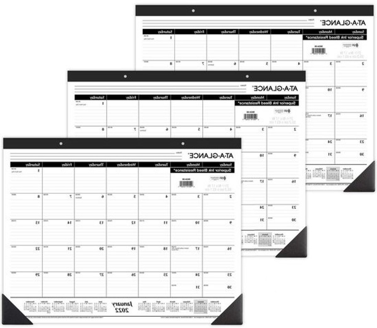 Bureaukalender - Bureauonderlegger - Planning maken - Beschermt bureau - 3 stuks - Zwart