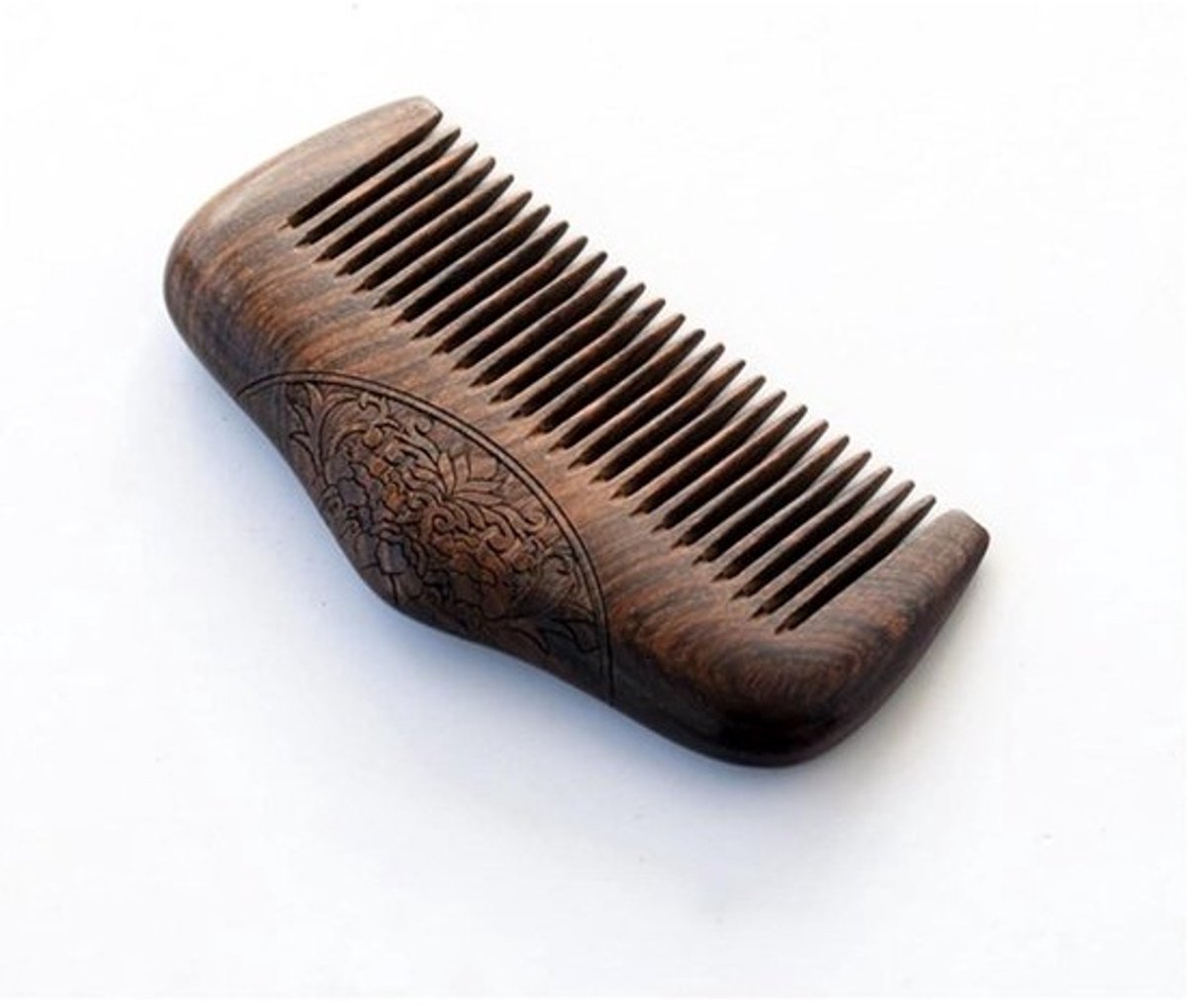 Houten Kam - Baardkam Sandelhout - Haarstyling Gladmaken - Natuurlijke Rustgevende Geur - 10 cm - Zwart