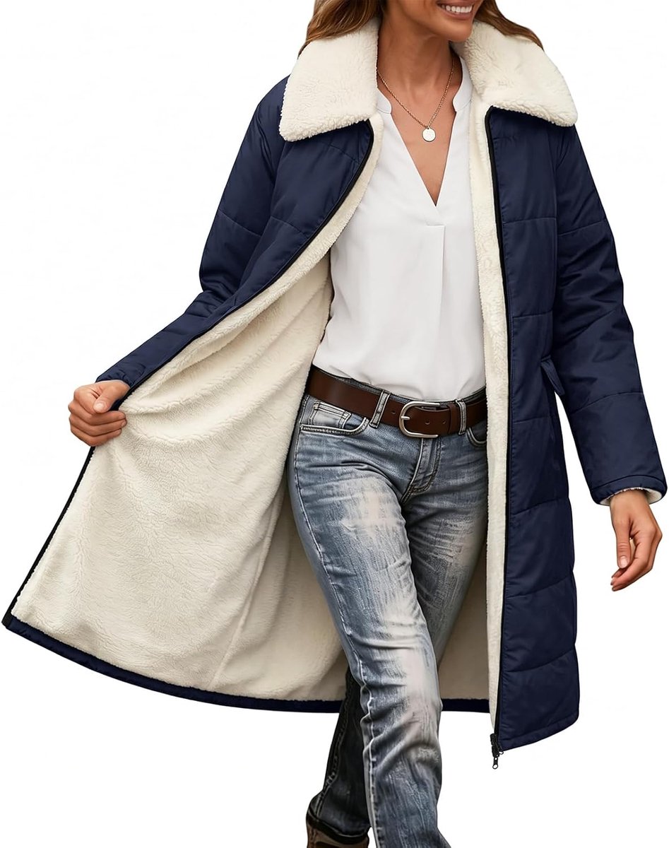 Jassen, lange winterjas, warme fleece gevoerde jassen, revers, gewatteerde parka, waterafstotend, volledige ritssluiting, overjas, outdoor, winddicht, bovenkleding met zakken
