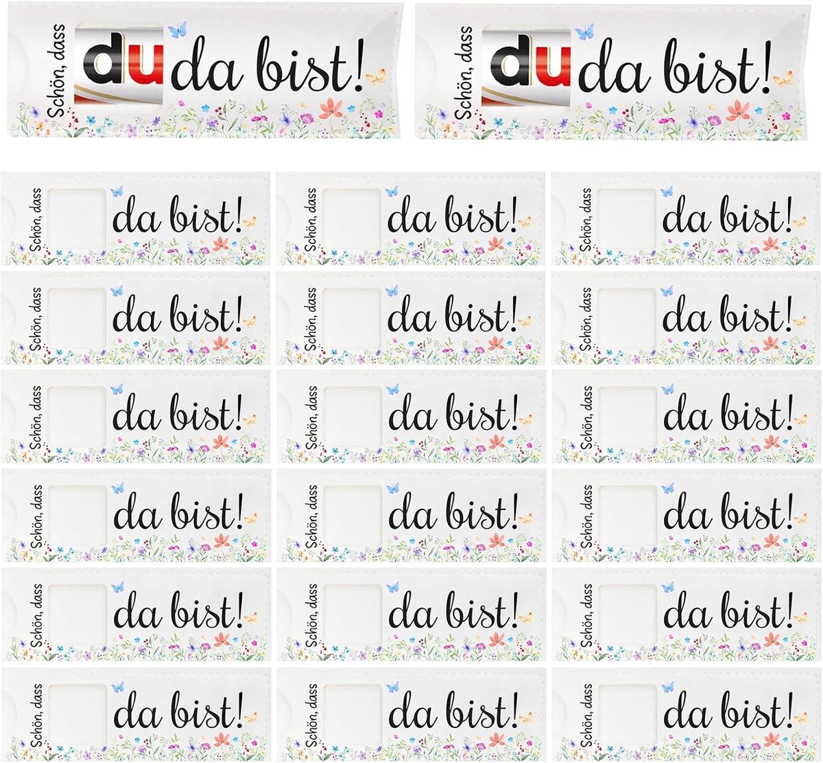 20 stuks vilten gastgeschenkzakjes "Schön, dass du da bist" – voor duplo chocolade, ideaal als geschenkverpakking voor bruiloft, doop, vormsel, verjaardag, afstuderen en teamgeschenken