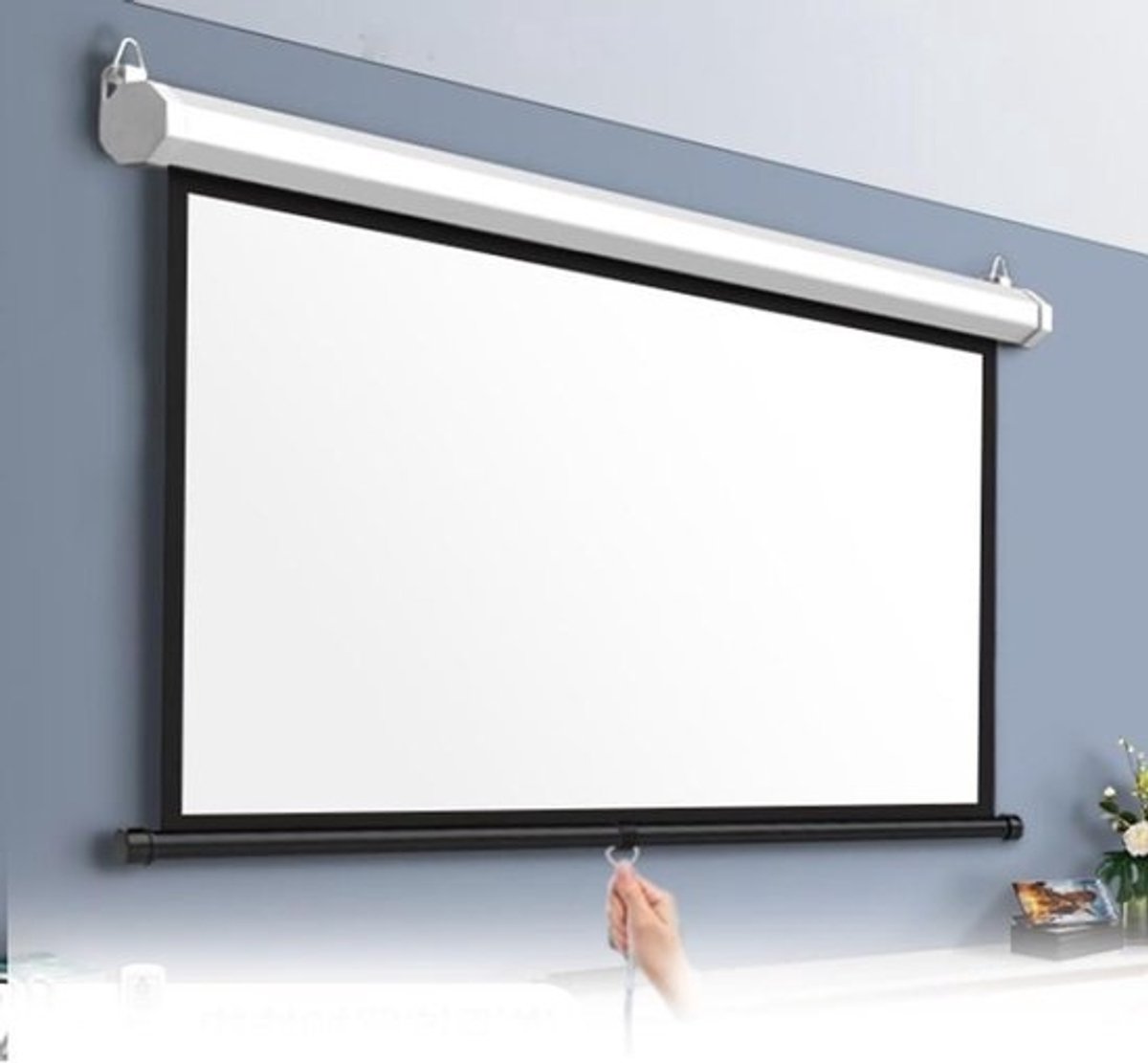 Projectiescherm - Filmscherm Rolscherm - Thuisbioscoop Presentatie - Automatisch Vergrendelingsmechanisme - 60 Inch 4:3 - Wit