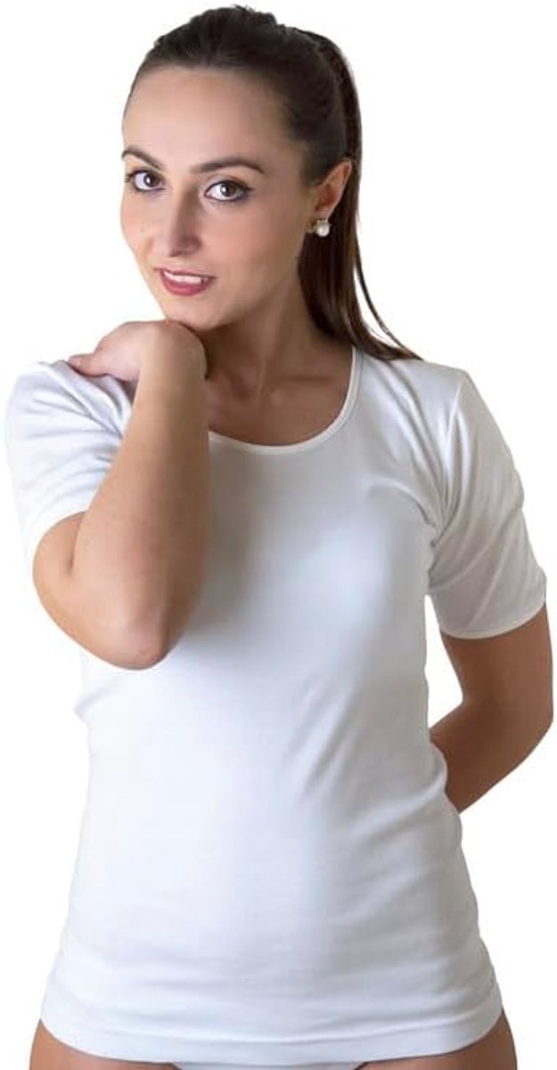Day Intimo Eccezionale – 3-pack dames onderhemden met korte mouw van 100% lichte katoen met kant of satijnen bies, Made in Italy