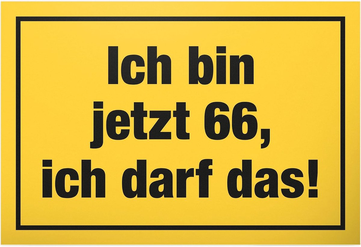 66 jaar - Ik mag das, kunststof bord - geschenk 66. verjaardag, cadeau-idee verjaardagscadeau zeskantig, verjaardagsdecoratie, feestdecoratie, feestaccessoires, verjaardagskaart