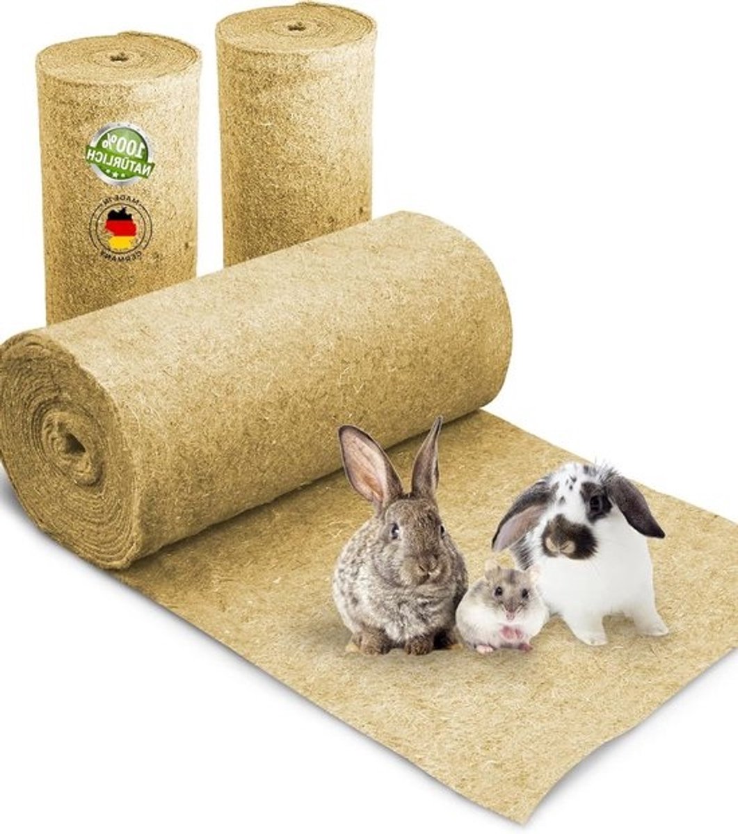 Hennep Knaagmat - Knaagtapijt Bodembedekker - Kooien Inrichten - 100% Natuurlijke Hennepvezels - 50 cm breed - Natuurlijk Bruin