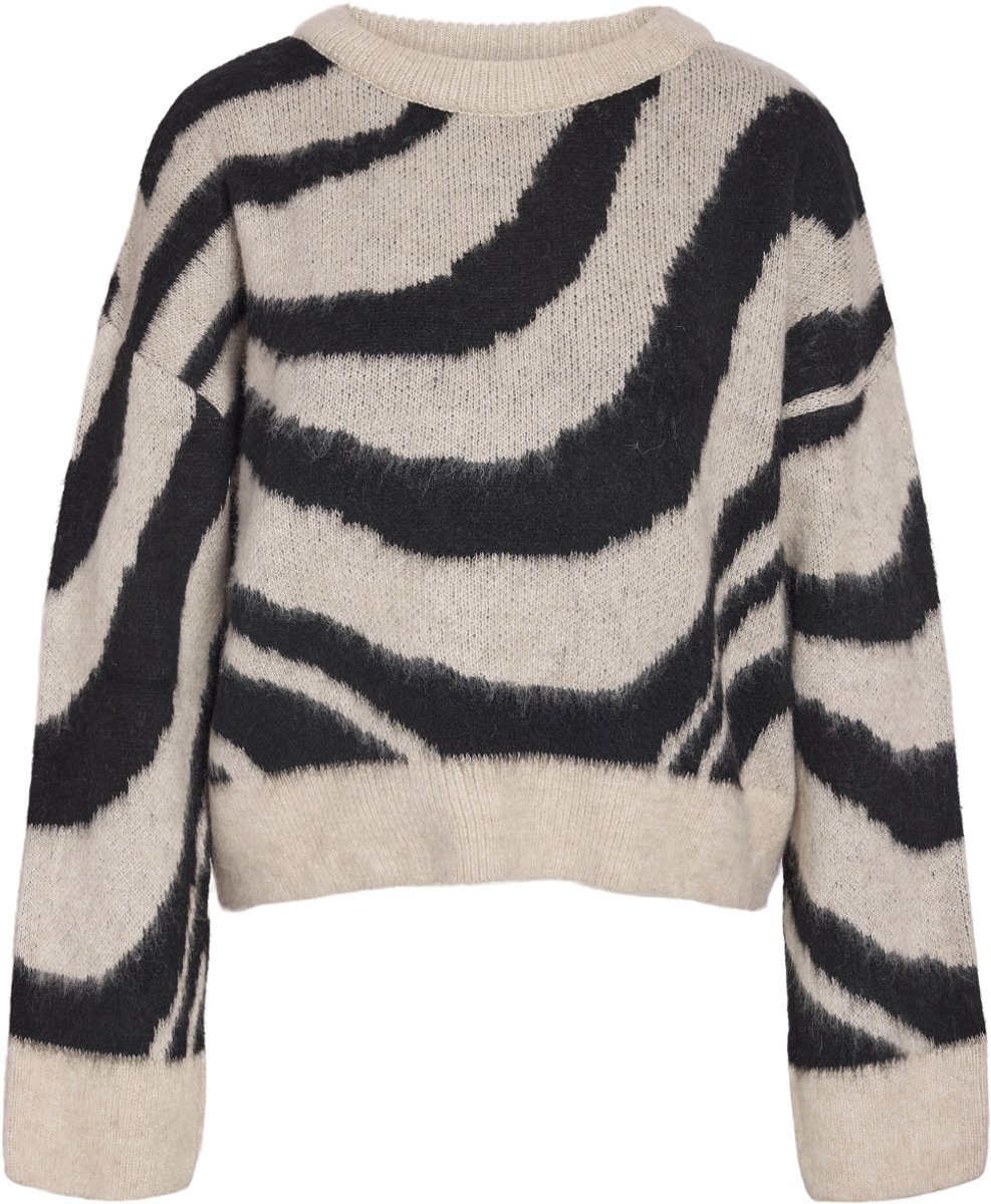 Noisy may Trui Nmsoff L/s O-neck Knit Noos 27037966 Silver Lining/black Swirl Dames Maat - S