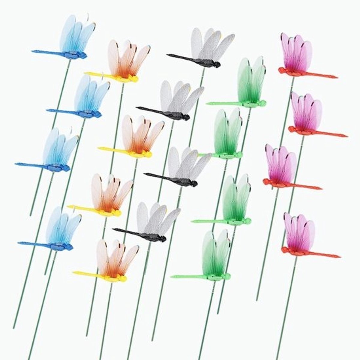 Libelle Tuindecoratie - Tuinornamenten Libellen - Tuin Aankleden - 3D Ontwerp - 24 Stuks - Gemengde Kleuren