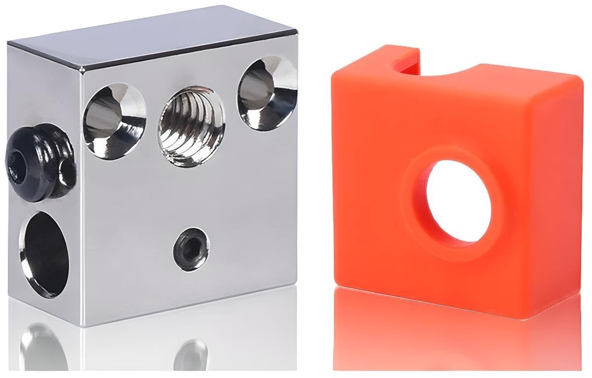 Temperature CR10 Copper Alloy Heating Block with Silicone Sock for CR-10 Ender 3 /Pro Ender 5 CR-10S MK8, MK9 Hotend.(1PC)