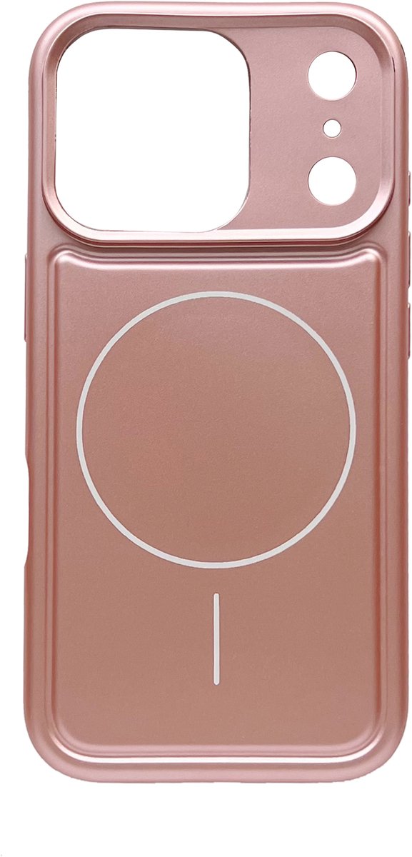 Casemania Hoesje Geschikt voor Apple iPhone 18 Pro - Metallic Roze - Matte Siliconen Back Cover - Geschikt voor MagSafe