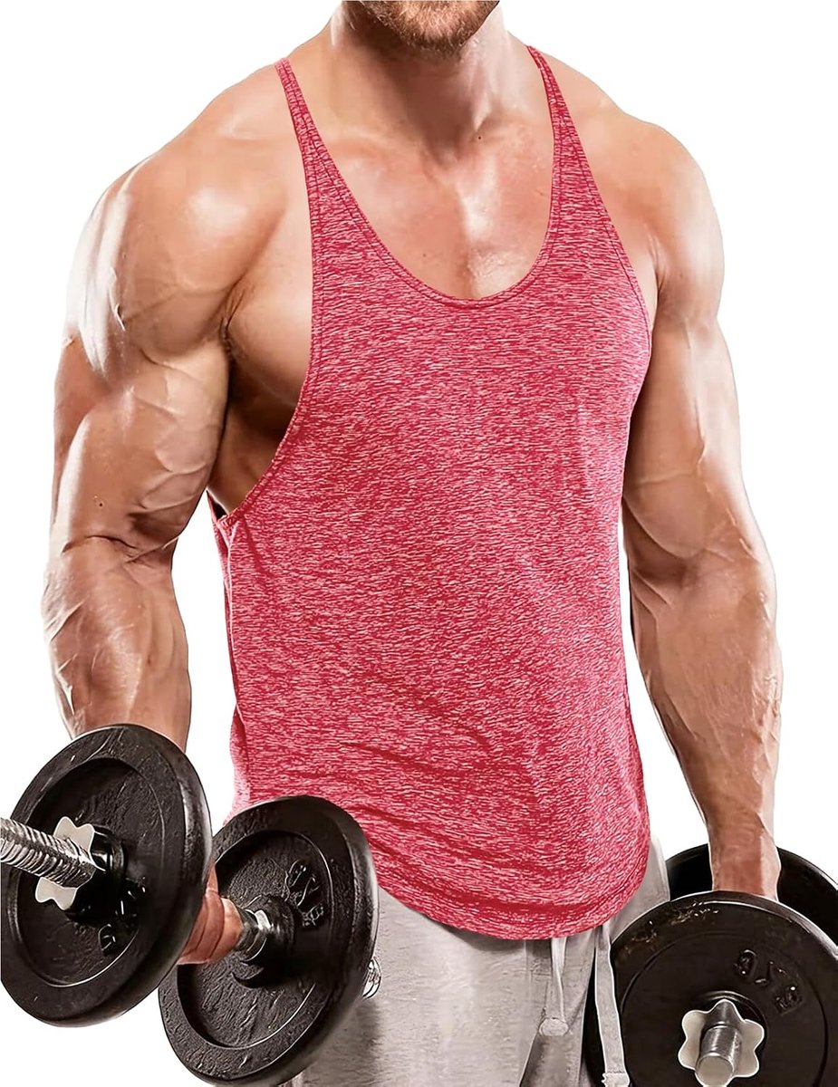 Cmdr Stringer tanktop voor heren, Y-rug, fitness, spiershirt, sneldrogend, sport, bodybuilding, tanktop