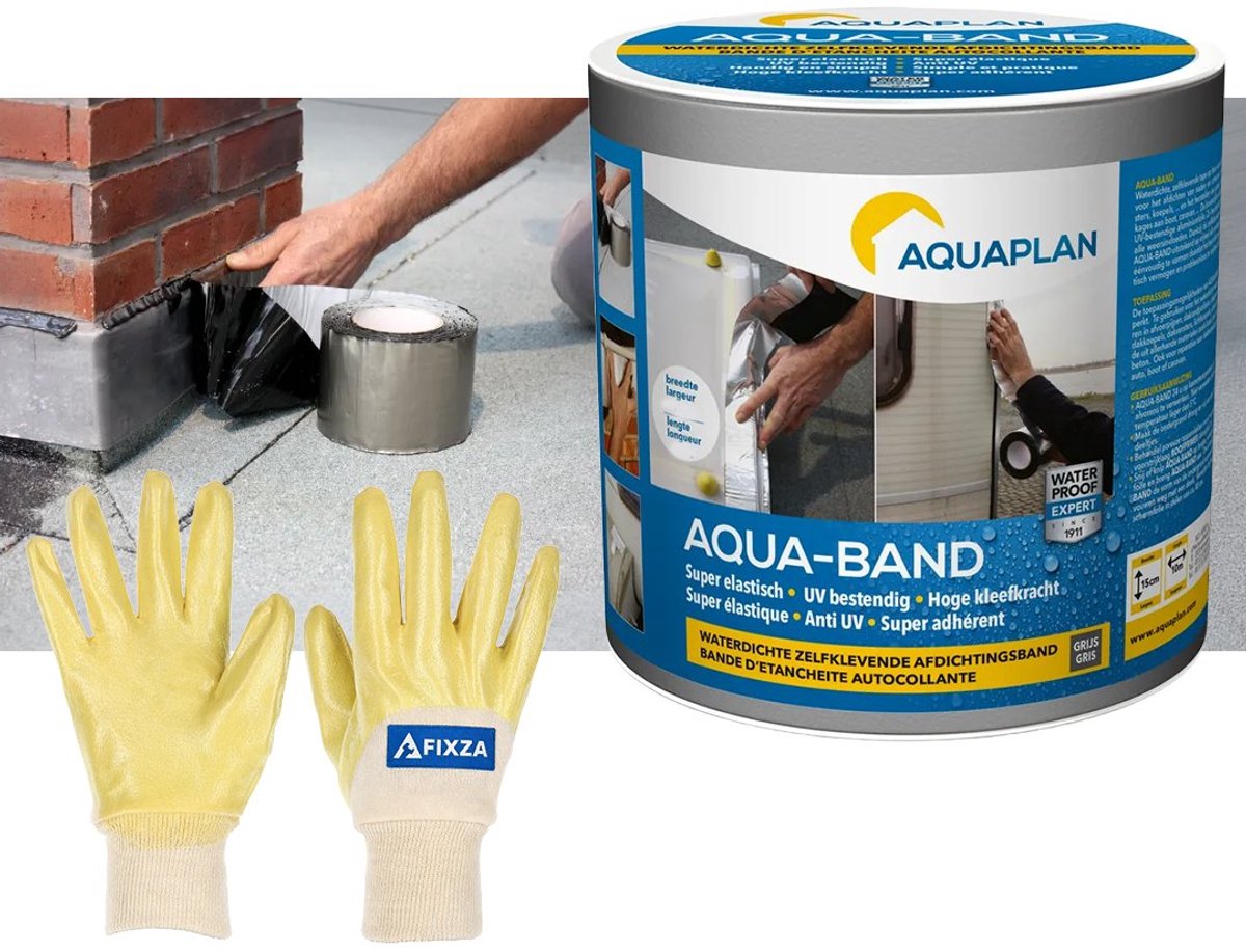 Aquaplan Aqua-Band Grijs – set – Waterdichte Zelfklevende Afdichtingsband voor Dak, Goot en Lekkage Reparatie – 10 m x 10 cm