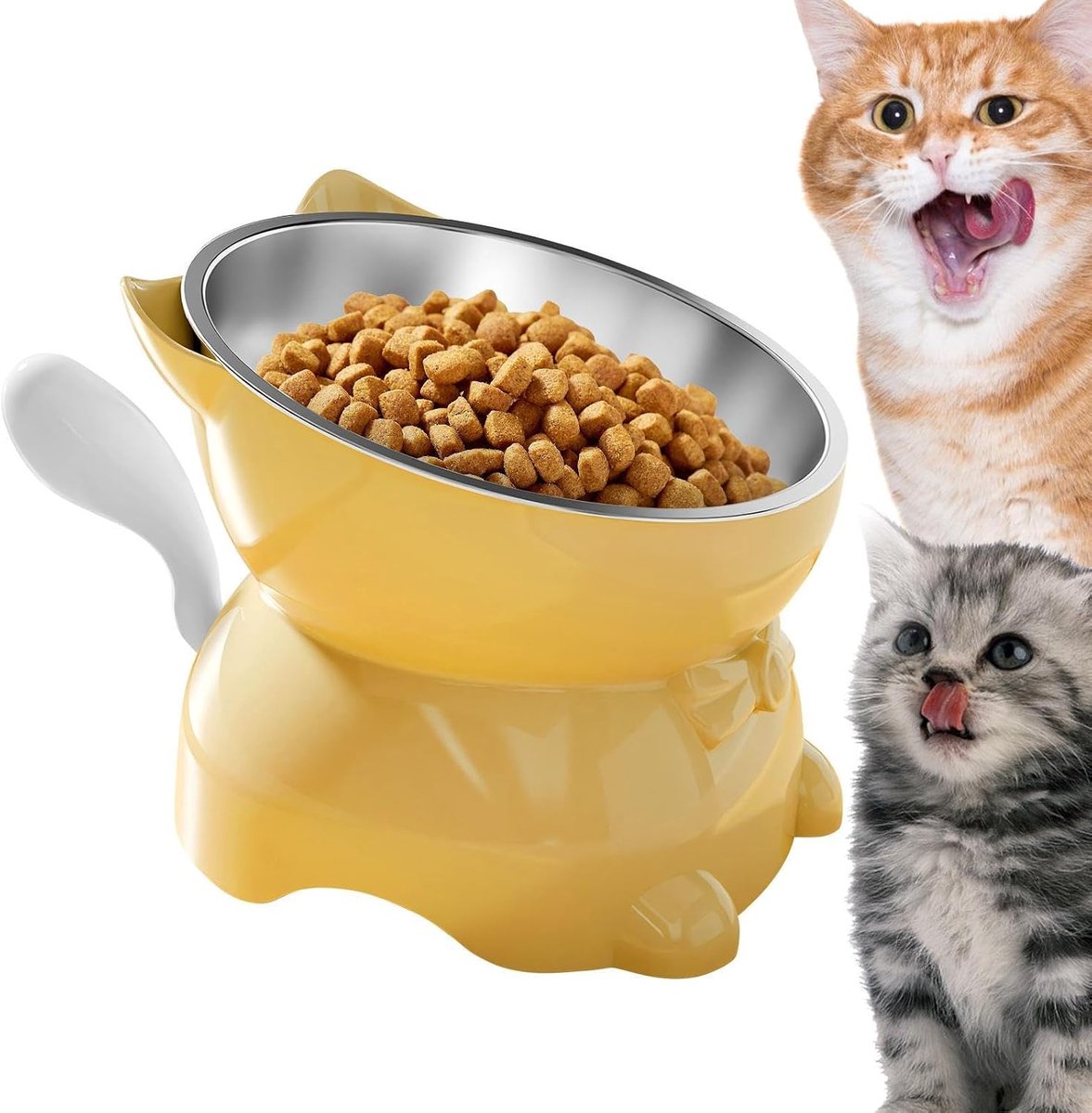Voerbakken Anti-Slip Anti-Braak Voederschotel | Kattenschalen en Verhoogde Waterhouder Voor Middelgrote Puppy Binnen Balkon Woonkamer Appartement Tuin Terras