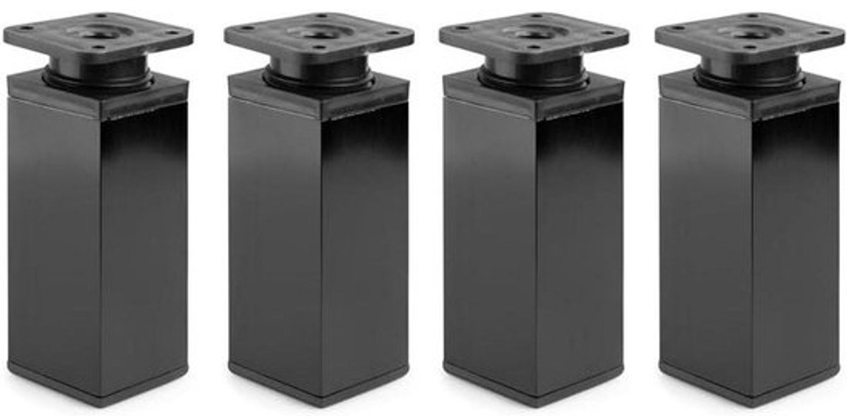 Meubelpoten Set - Kastpoten Lades - Meubels Verhogen - In Hoogte Verstelbaar - 100 mm Hoog - Zwart Mat