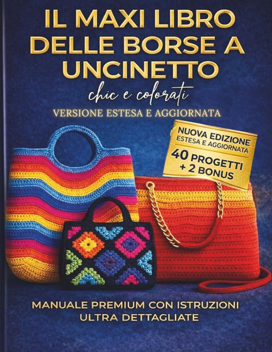MAXI LIBRO DELLE BORSE A UNCINETTO CHE FANNO STILE: 40 progetti chic e colorati MANUALE PREMIUM CON ISTRUZIONI ULTRA DETTAGLIATE