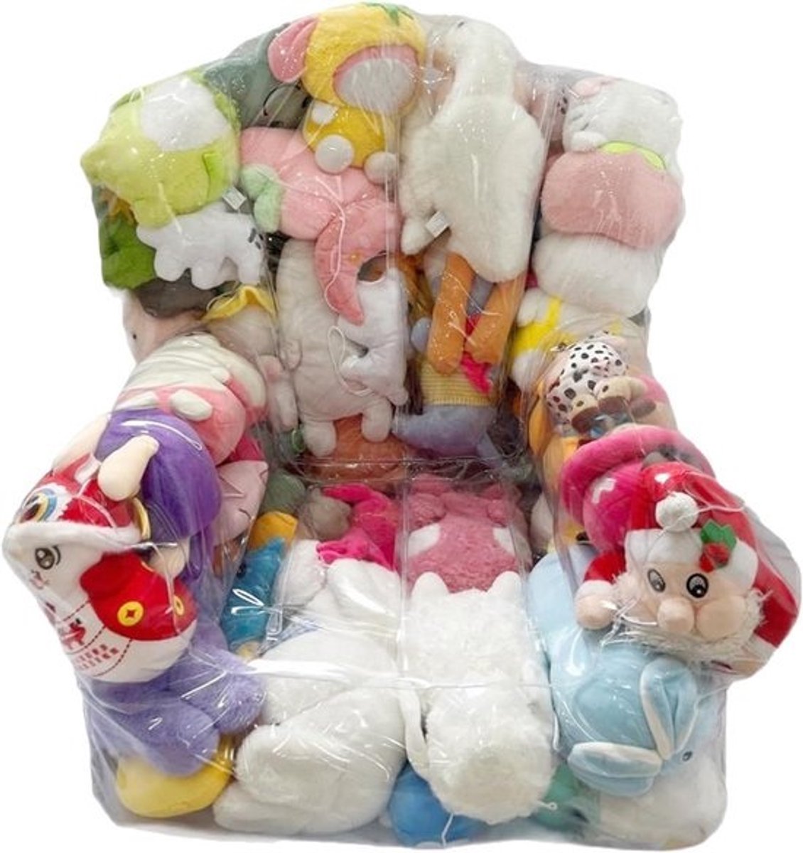 Knuffelstoel Opbergoplossing - Zakstoel Poppen - Speelgoed Opbergen - Dubbele Rits - Ca. 25 Poppen - Enkel