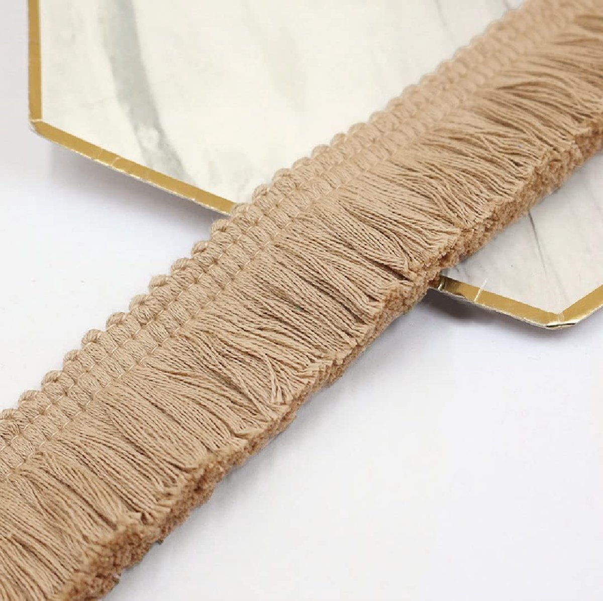 Katoenen Borstel Kwastje Fringe Trim 35-38mm Breedte voor Crafting Furnishing Naaien Trimmen Verkocht door The Yard (Beige)