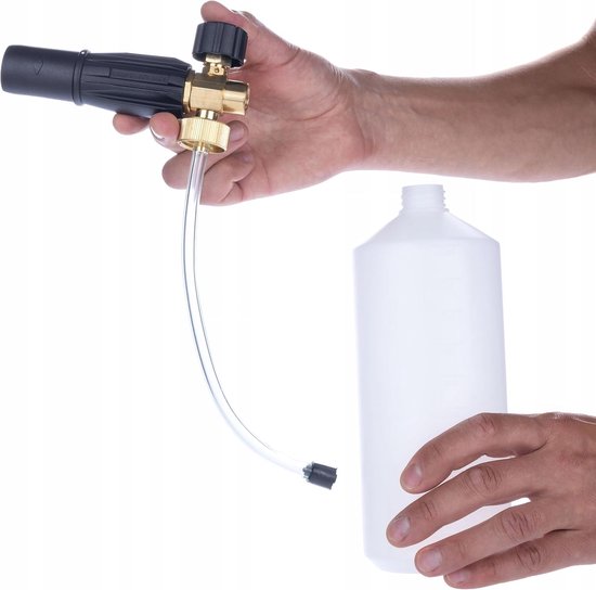 Set S0401 schuimsproeier 1000 ml + adapter - 1/4 inch F mondstuk 1,23 mm - 220 bar, 60 °C - voor Lavor hogedrukreiniger - messing en kunststof - autoverzorgingsaccessoires — afbeelding 5