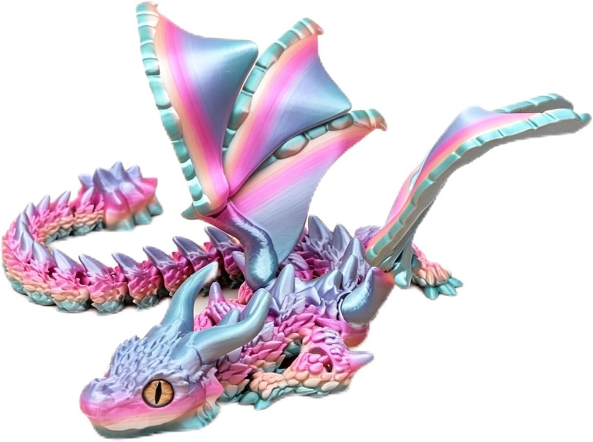 3D gedrukte draak met vleugels, 30cm 3D gedrukte draak met ogen en vleugels, Flexibel Gelenkdraak Drachen Deco, Drachen speelgoed voor verzamelaar, verjaardagsgeschenk