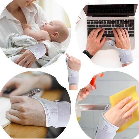 2 Stuks Polsbrace Duimbrace Polsondersteuning Polsspalk Verstelbare Handbrace Stabilisatiebrace Voor Duim en Pols Voor Dagelijks Gebruik Sport Werk Links en Rechts (Grijs) — afbeelding 4