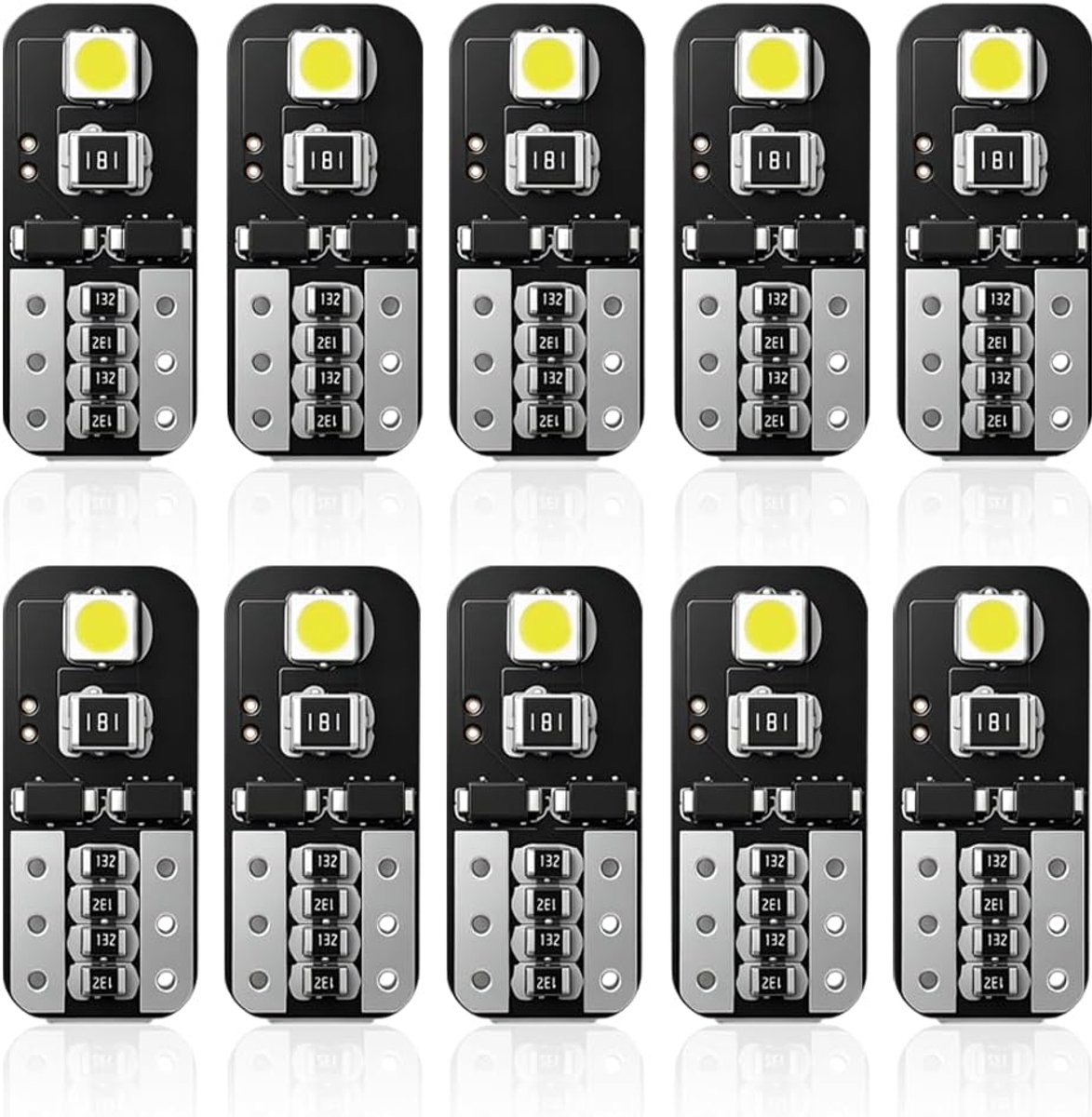 10 stuks ledlampen T10 W5W, 6500 K, wit, Canbus, foutvrij, 12 V, autolamp voor plafonnier, kentekenplaat, kofferbak, nachtlampje, dashboard, hoge helderheid
