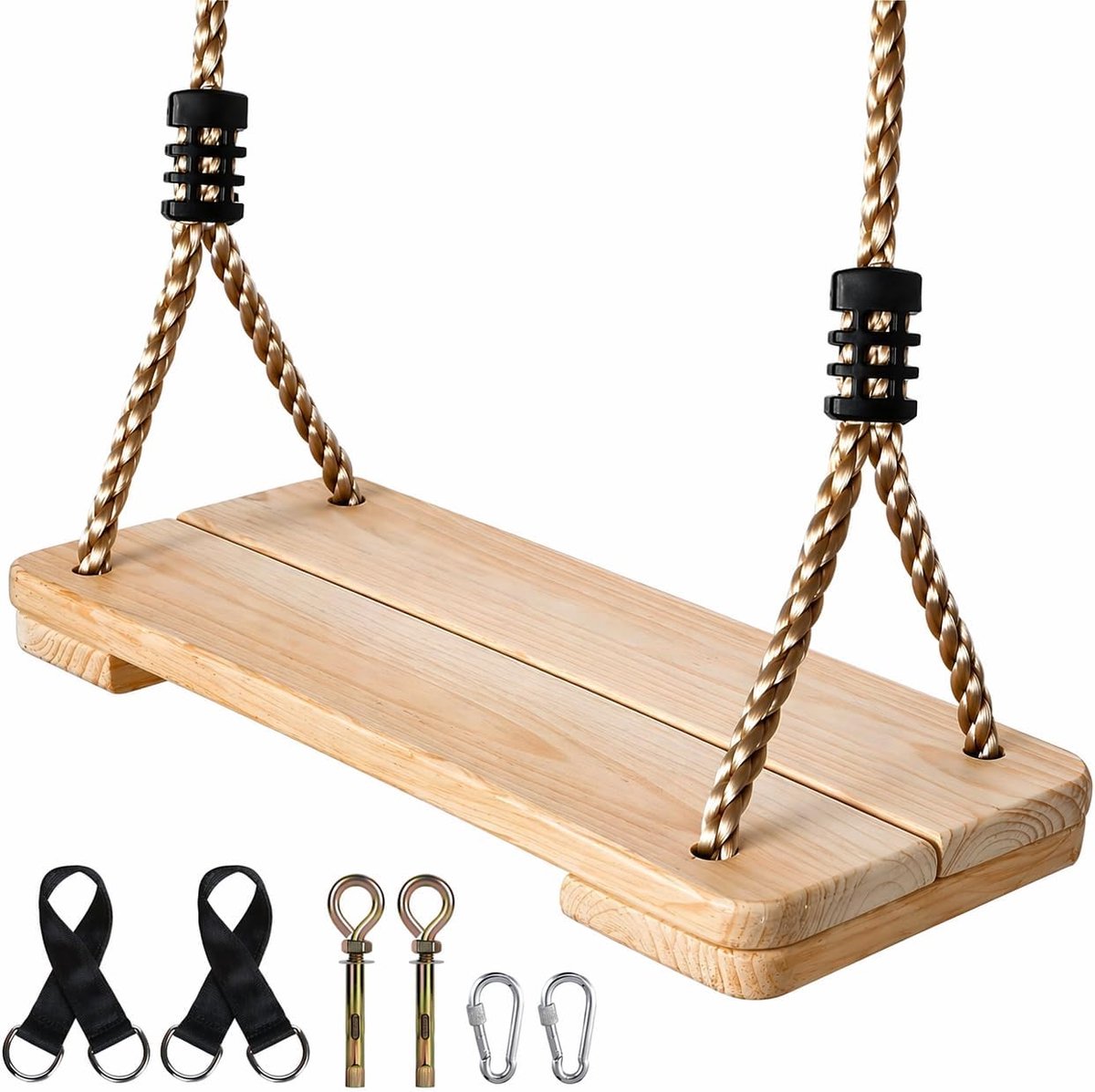 schommel voor binnen/buiten | Stabiele familieshoek tot 160 kg met verstelbare touwen | Veilige schommelstoel voor kinderen & volwassenen (40x16x3 cm) | Voor tuin, terras, balkon