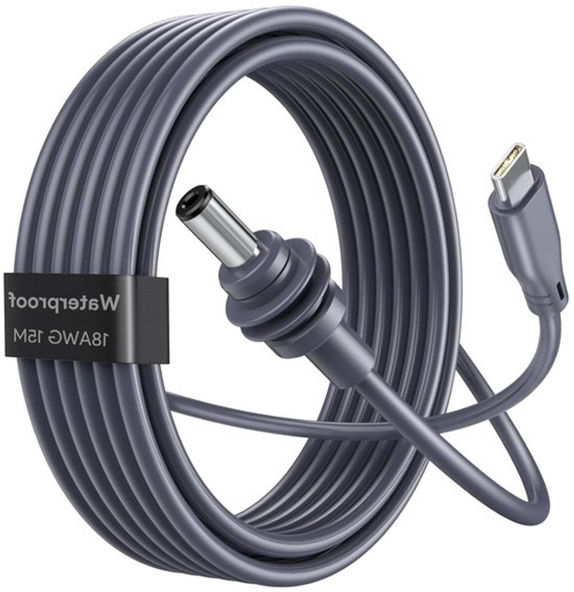 USB-C naar DC Kabel - Starlink Mini Kabel - Stabiele Stroomvoorziening - Waterdicht en Duurzaam - 15M - Grijs