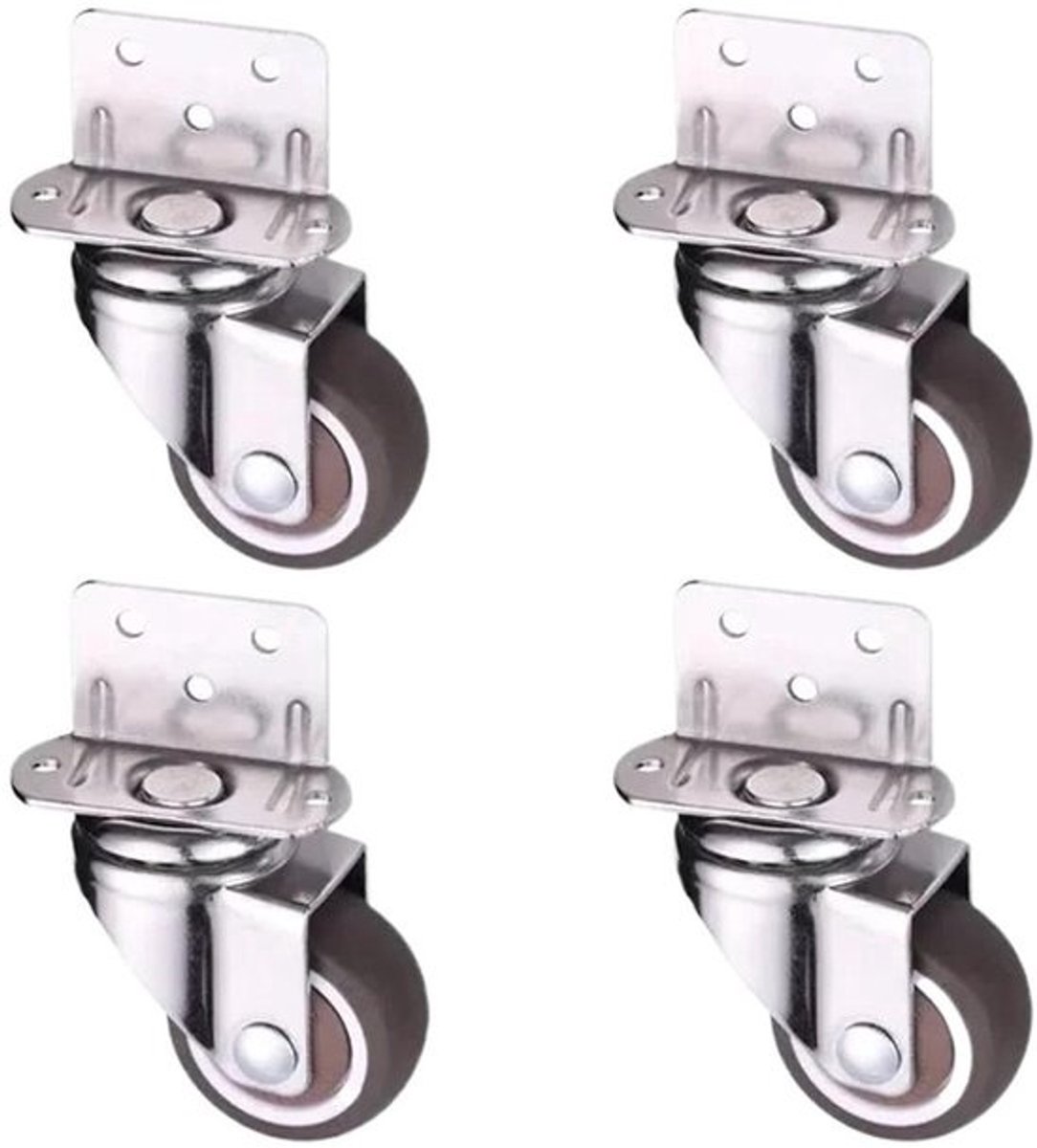 Meubelwielen - Zwenkwielen Rubber - Meubels Verplaatsen - Stil en Vloerbeschermend - 4 stuks - Grijs