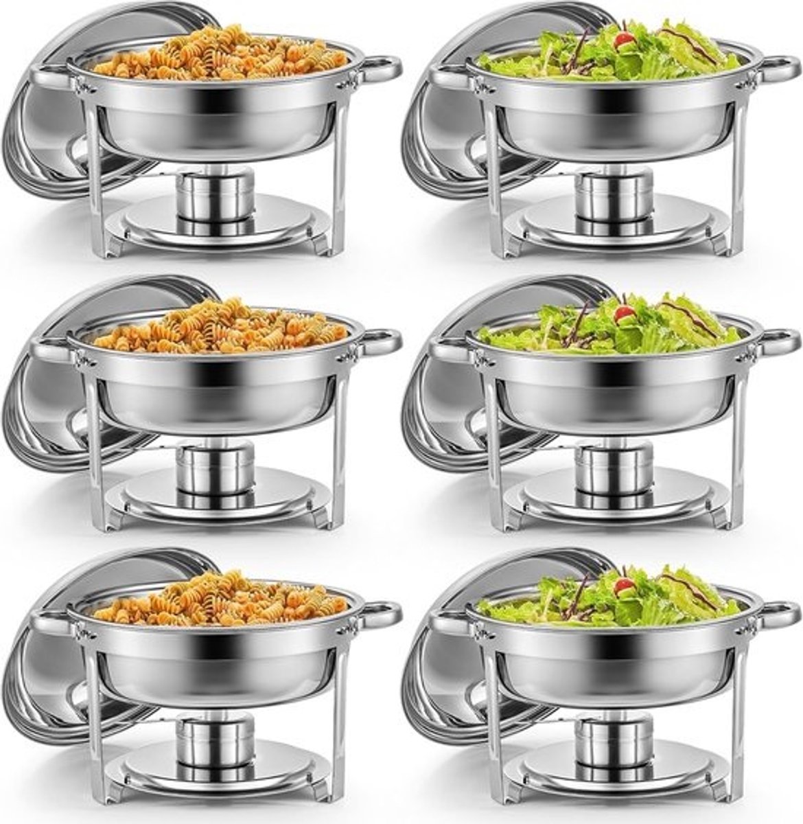 Ronde Voedselwarmer - Buffet Serveerschaal - Gerechten Warm Houden - Stapelbaar Ontwerp - 5 Liter Capaciteit - Roestvrij Staal