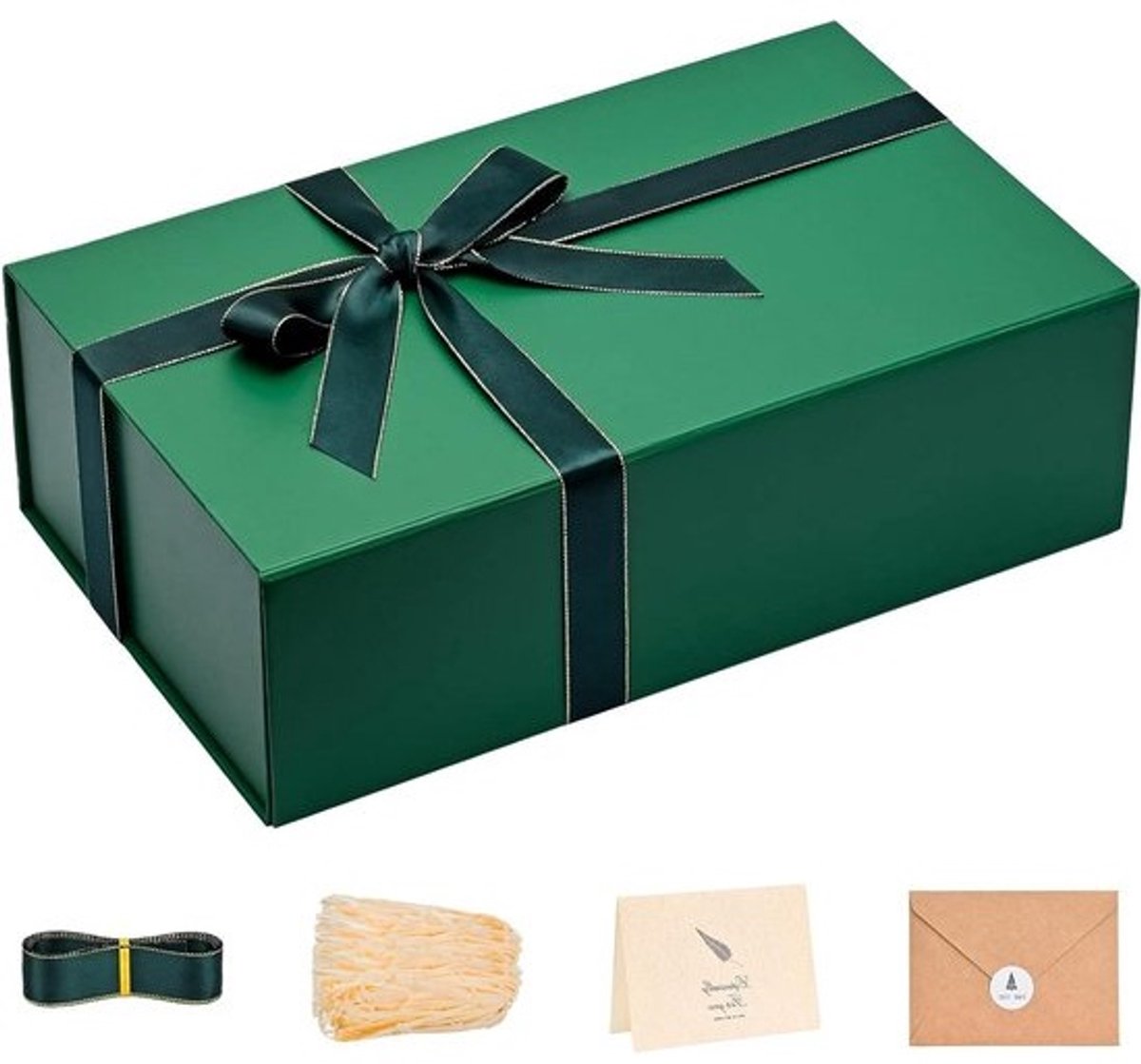 Geschenkdoos - Verhuisdoos Luxe - Cadeaus Inpakken - Magnetisch Deksel - 352 x 212 x 113 cm - Groen