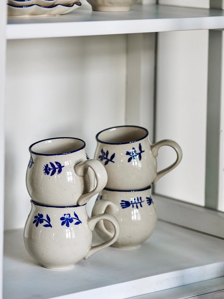 Bloomingville Mokkenset aardewerk blauw Eimy - 4 stuks