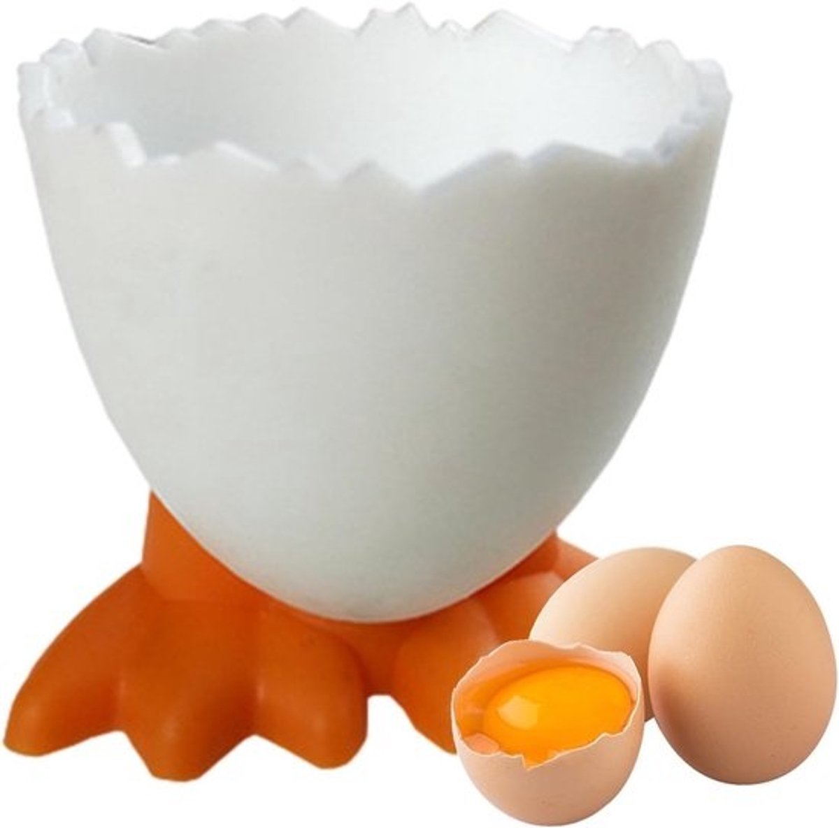 Eierdop Stand - Eierhouder Rekje - Ontbijt Brunch - Duurzaam PP Materiaal - 5.5x4.5x4.5 cm - Oranje