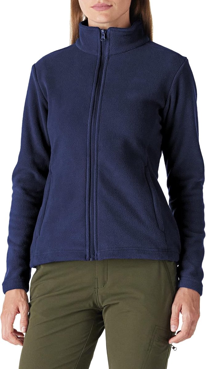 Ventures Fleecejack voor dames met doorlopende ritssluiting, opstaande kraag, lichte fleece sweatjack, warme damesjas voor hardlopen, wandelen en vrije tijd