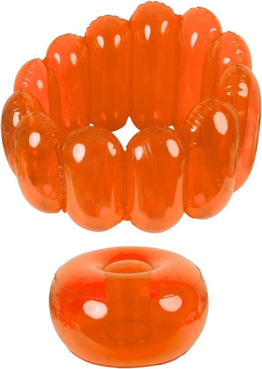 Opblaasbare Stoel - Jelly Stoel Bank - Ontspannen Zitten - Transparant PVC Ontwerp - 75 x 56 cm - Oranje
