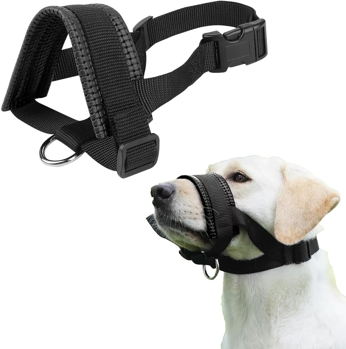 Muilkorf voor kleine honden, muilkorf van nylon, verstelbare puppymuilkorven, voorkomt bijten, kauwen en blaffen, zwart