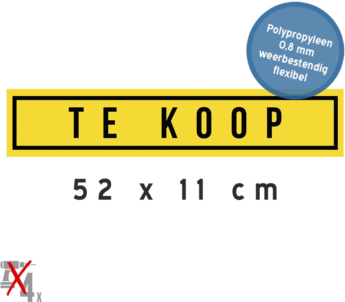 Borden autoverkoop (10x) | "Te koop" | 52 x 11 cm | Verkopen | Auto | Cars | Wagen te koop | Nummerplaat | Autohandelaar | Kenteken | For sale | Kentekenplaat | Geel | 10 stuks