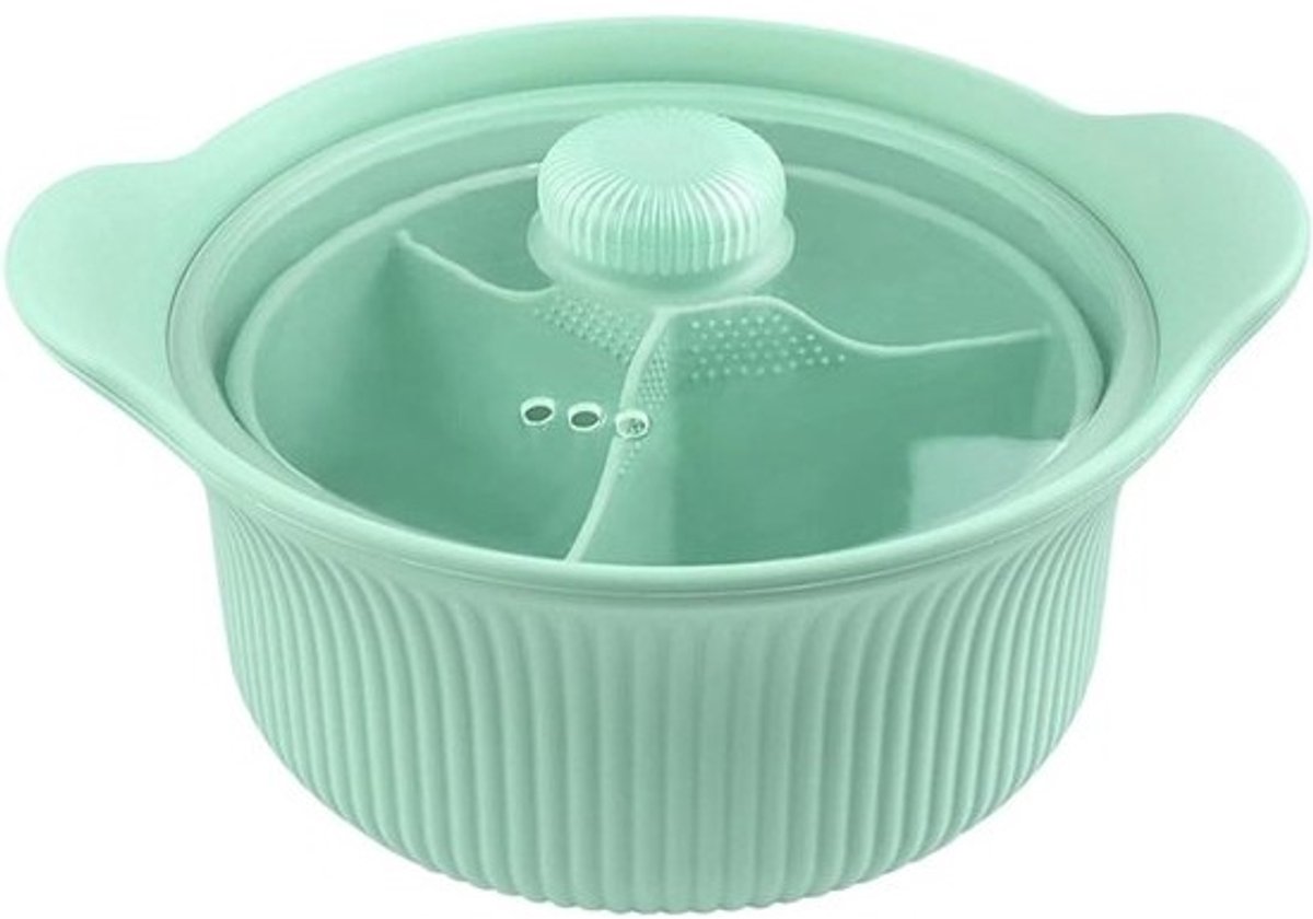 Magnetron Stoompan - Siliconen Pan - Gezond Koken - Voedselveilig Materiaal - 760 Gram - Groen