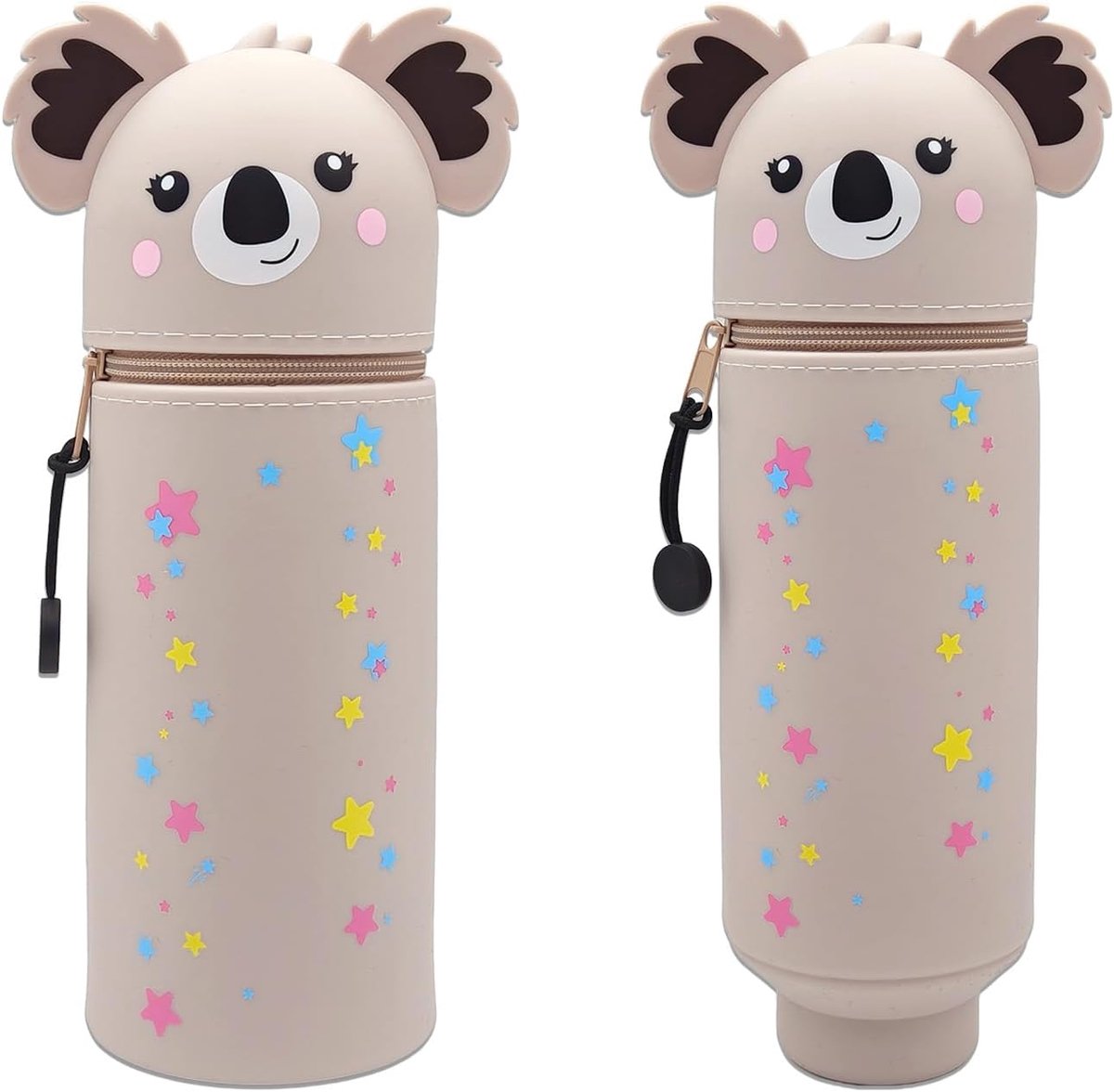 Pennenetui, 2-in-1, zachte siliconen, kawaii, schattig, koala, pennenhouder, siliconen, met ritssluiting, pennenetui voor kantoor, school, studenten, jongeren