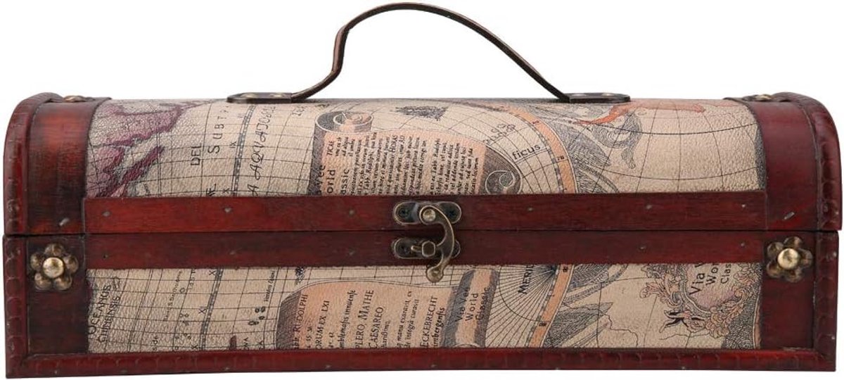 Vintage Wijn Doos Geschenkdoos voor Rode Wijn Fleshouder Enkele Fles Wijn Accessoire met Draagtas Ideaal als Verjaardags- of Bruiloftscadeau