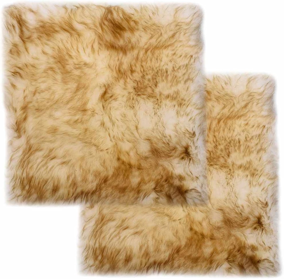Zitkussen, 2 stuks, bruin gemêleerd, 40 x 40 cm, echte schapenvacht, stoelkussen, zachte stoelkussens, outdoor, kussens voor woonkamer, tuin, camping, gastronomie, bistro, terras, 283887