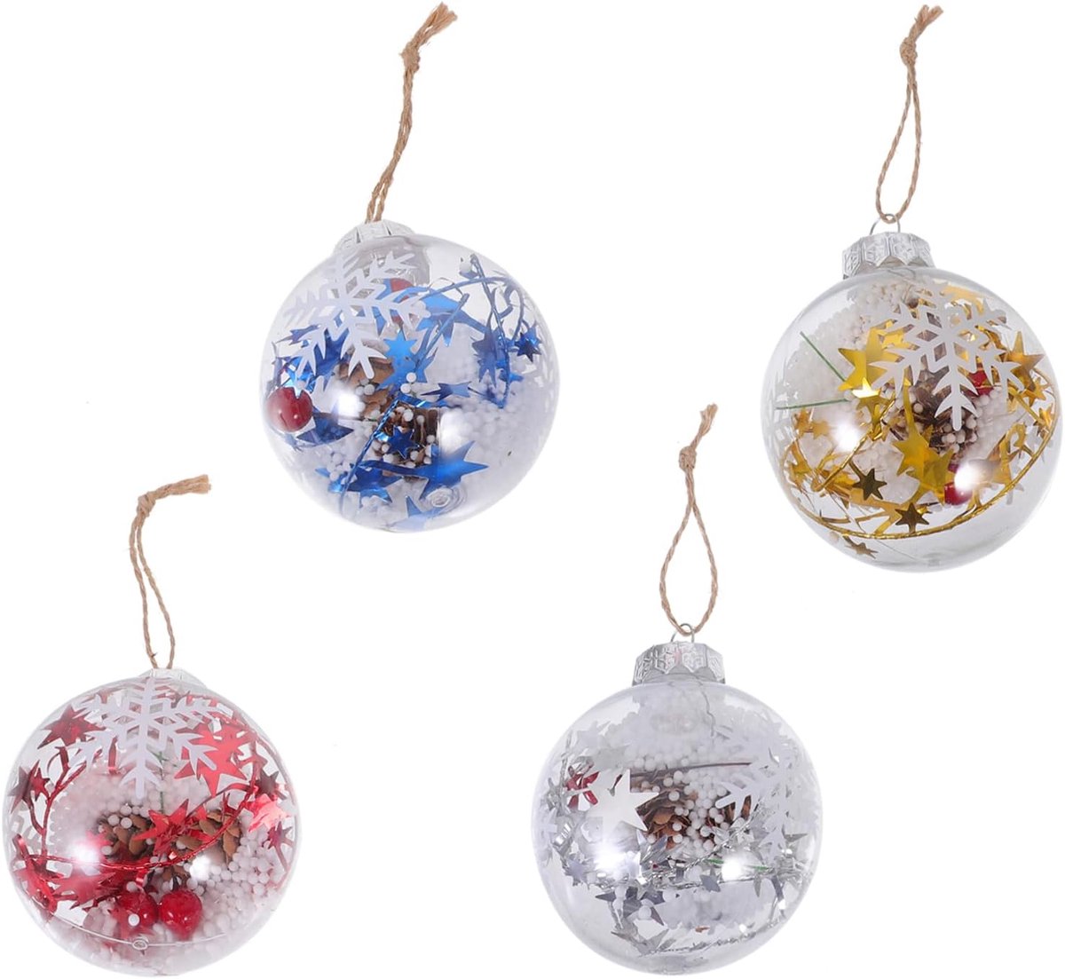 Kerstballen om op te hangen, 3, 1, 4 stijlen, rood, blauw, geel, zilver, kersthangboom, decoratieve hangornamenten voor de vakantie