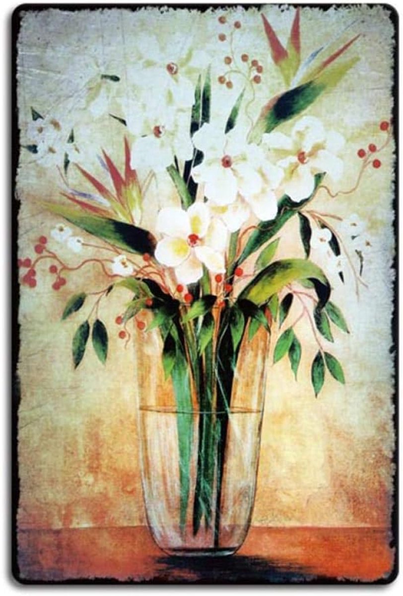 Bord Vintage Verse Kruiden Metalen Plaat Retro Ijzer Schilderij Mooie Bloemen En Groene Planten Woondecoratie Voor Kit 20x30cm 13