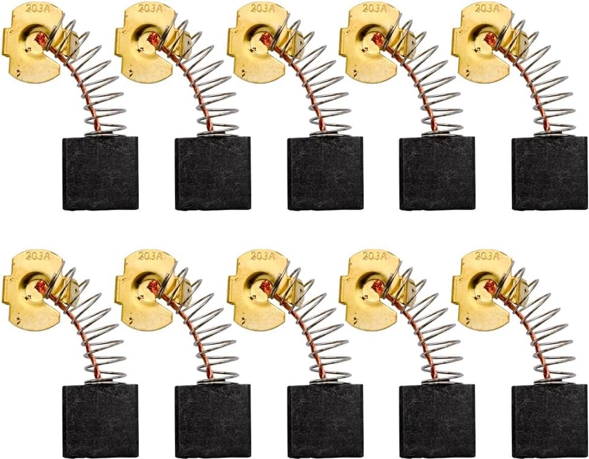 Koolborstels, Carbon Borstel Vervanging, Power Tool voor Elektrische Haakse Slijper (10 Stks - Model No.CB203)