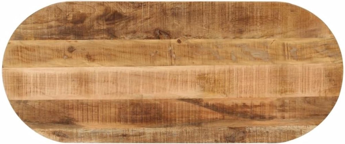 Houten tafelblad, vervangend tafelblad, vervangingsplaat voor tafel, geschikt voor eetkamer, hotel, café, restaurant, 140 x 50 x 3,8 cm, ovaal, ruw, massief mangohout