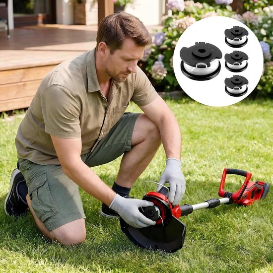 Spoelen nylon draad 1,65 mm x 4 m voor grastrimmer, compatibel met GE-CT 18/28 Li en TC. tuinaccessoires met deksel zwart — afbeelding 3