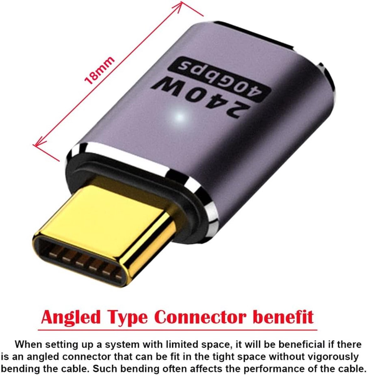 USB4 Type C Mannelijk naar Vrouwelijk 240W Vermogen 40Gbps Data 8K Video Adapter voor NS Telefoon Laptop